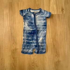 Little Sleepies Blue and White Tie-Dye Short Romper